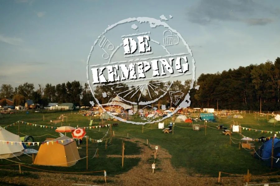 The finished site with tents and lighting