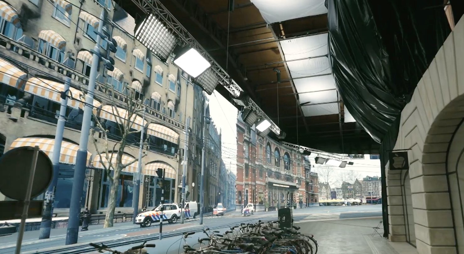 The street set with lighting