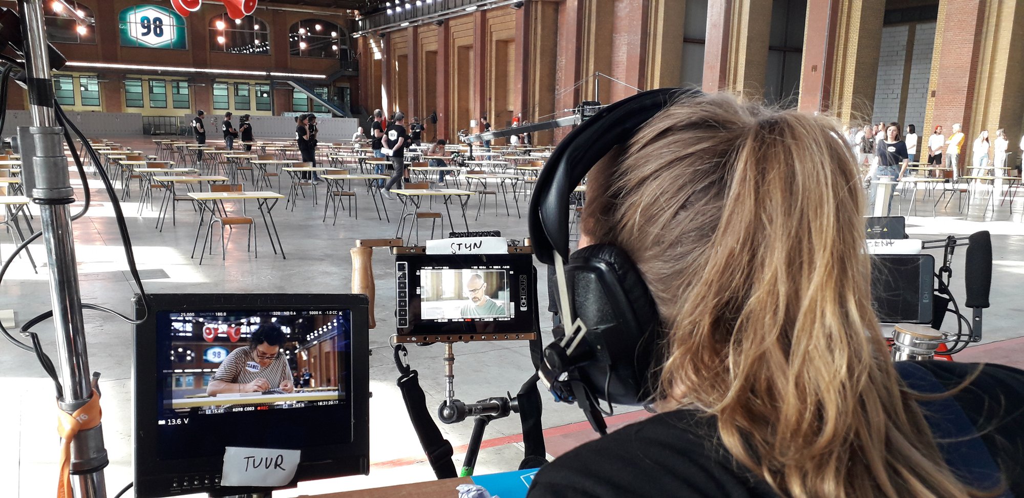 Recording seen from behind the monitors